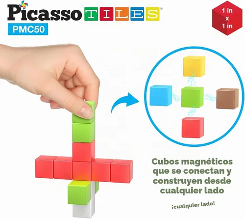 Vista 6 de PicassoTiles Cubo de Rompecabezas Magnético Pixel de 1" para Niños Mezcla y Combina con Libro de Ideas Gratuito Juguetes Sensoriales Aprendizaje