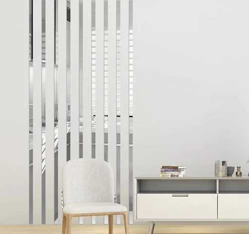 Vista 4 de 15 calcomanías de pared de espejo, azulejos acrílicos autoadhesivos, calcomanías extraíbles para marcos de pared/borde de papel tapiz/líneas