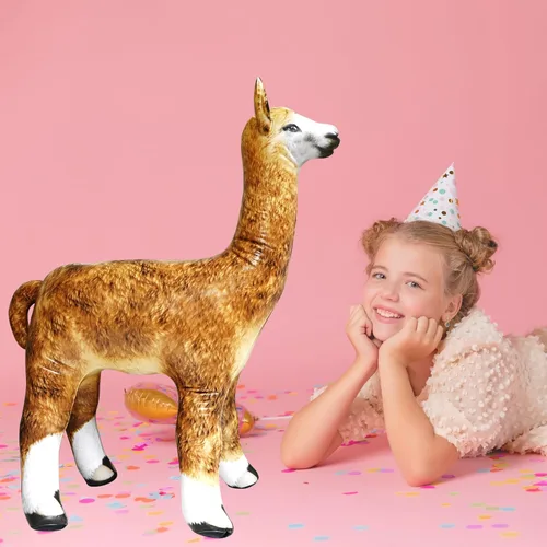 Vista 3 de Jet Creations Regalos inflables de alpaca para fiestas, 30 pulgadas, peluches An-Alpa Hecho de vinilo grueso y duradero con detalles de alpaca