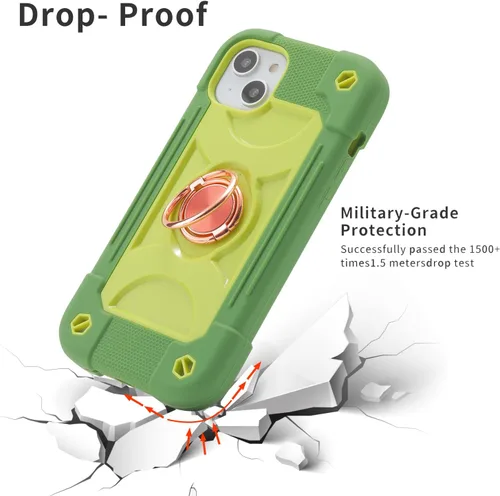 Vista 2 de MARKILL Funda compatible con iPhone 14 Plus de 6.7 pulgadas con soporte de anillo giratorio de 360 grados, protección contra caídas de grado