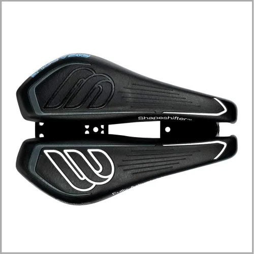 Vista 8 de BiSaddle SRT Sillín de bicicleta ajustable sin nariz súper corto negro con rieles de titanio, ajuste personalizado, cómodo, talla única