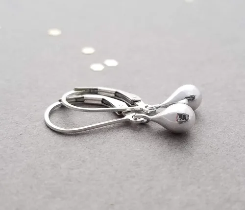 Vista 6 de Sterling Silver Teardrop Earrings Small Everyday Earrings for Women and Girls