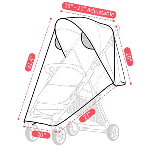 Vista 2 de Funda transparente para cochecito de bebé, universal, impermeable, protector contra el viento, nieve, polvo, con ventilación transpirable