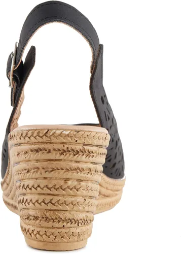 Vista 4 de Alexis Leroy tacón de cuña recortado Vamp Peep Toe Slingback sandalias de mujer