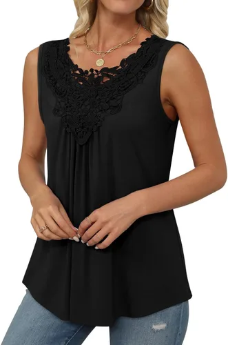 Vista 3 de Mystry Zone Blusa casual para mujer, con botones, con volantes, talla S-3XL