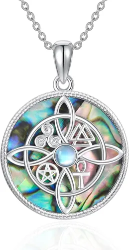 Vista 74 de YAFEINI Collar con dije de nudo de bruja de plata de ley, amuleto de bruja de cruz celta, regalo para mujer