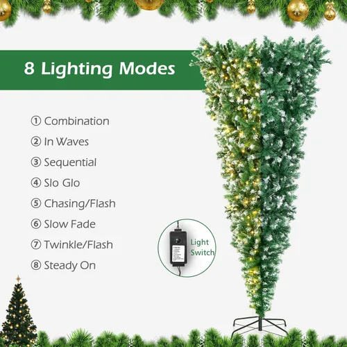 Vista 4 de DREAMADE Árbol de Navidad artificial de 7.5 pies con 1100 puntas de ramas de PVC, 400 luces LED, 8 modos de iluminación, fácil montaje, ideal
