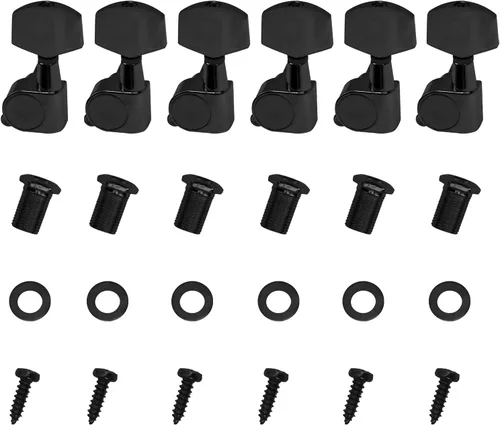 Vista 4 de 6 clavijas de afinación de guitarra Yootones cerradas, afinadores cerrados, cabezales de teclas de afinador 3L3R, compatibles con guitarra eléctrica