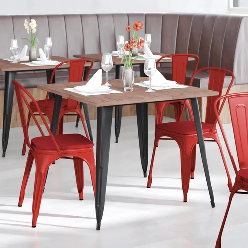 Vista 12 de BizChair Silla apilable comercial para interiores y exteriores con asiento de poliestireno, marco de metal dorado envejecido, asiento de poliresina