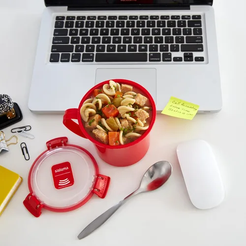 Vista 7 de Sistema Taza de sopa para microondas 25.4 onzas líquidas Recipiente de alimentos para microondas con ventilación de liberación de vapor Sin