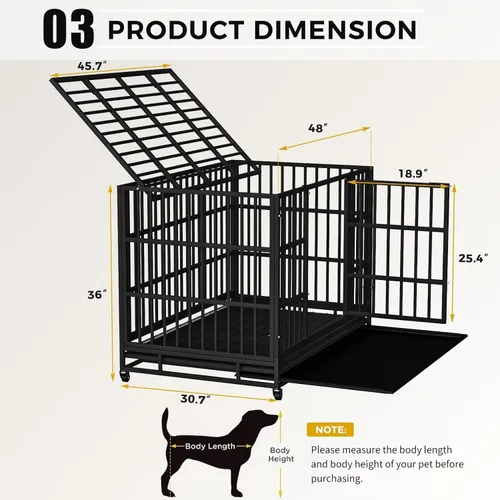 Vista 3 de Otaid - Jaula para perros indestructible, resistente de 48 pulgadas, a prueba de escapes, para perros de alta ansiedad, jaula para perros