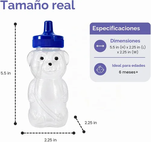 Vista 4 de TalkTools Vaso con pajita con forma de osito Miele con asa, 5oz – Entrenador de pajita suave para bebés y niños pequeños de 4+ meses – Agarre fácil