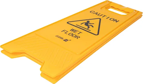 Vista 13 de Restaurantware RW Clean 11.8 x 2 x 24.4 pulgadas, 1 letrero de precaución de doble cara, mango integrado, plegable, de plástico, amarillo, para uso