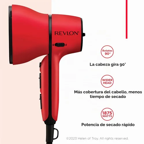 Vista 2 de REVLON Secador de pelo con control de flujo de aire con difusor, color rojo