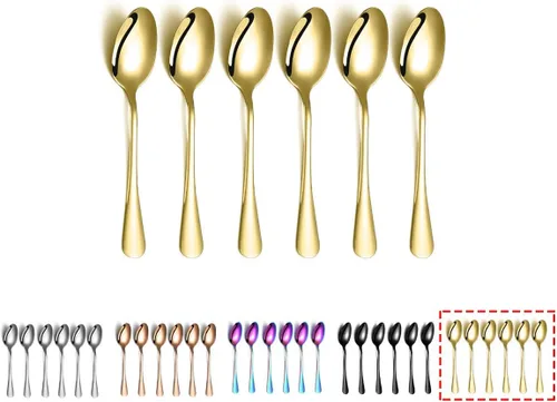 Vista 10 de Kyraton Cucharas de café expreso y té de 5.5 pulgadas, mini cucharas de acero inoxidable, paquete de 6