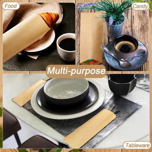 Vista 5 de 5000 bolsas de almuerzo de papel kraft, bolsas desechables de pretzel, bolsas de papel kraft a prueba de aceite, fundas de cubiertos para utensilios