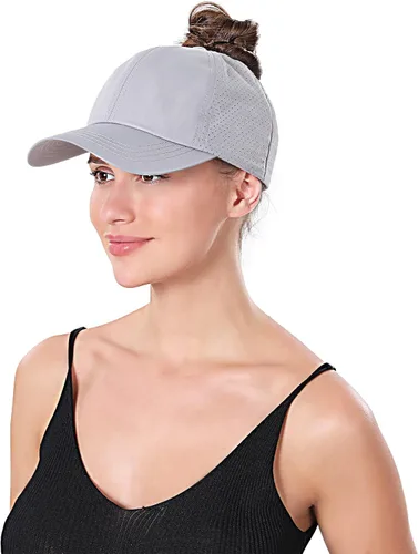 Vista 3 de Gorras de béisbol ajustables para mujer, diseño de moño desordenado, gorra de camionero