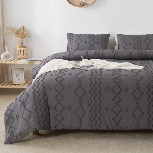 Vista 8 de Andency Edredón individual caqui, ropa de cama geométrica copetuda de 2 01 - Caqui