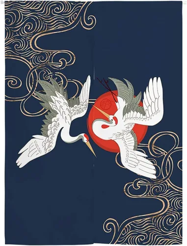 Vista 15 de Cortina japonesa Noren para puerta, tapiz Hokusai Ukiyoe, cortina de puerta de carpa, divisor de habitación, decoración de bistró, 33 x 35 pulgadas