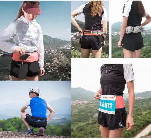 Vista 7 de Riñonera para correr con botella de agua suave de 8.5 fl oz, sin rebote, para entrenamiento, correr, viajes, dinero, cinturón de bolsillo para mujer