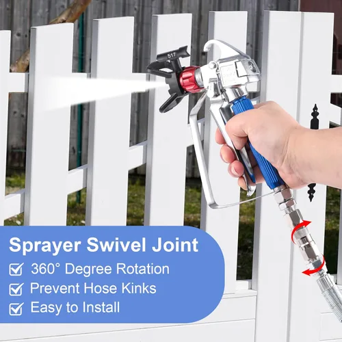 Vista 5 de Kit de pistola pulverizadora de pintura sin aire Gyfent de 14 piezas para bricolaje, pistola de pulverización sin aire de 3600PSI con manguera