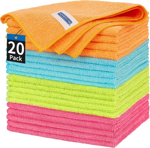 Vista 18 de Toallas de microfibra para automóviles, paquete de 24 paños de limpieza de microfibra, toallas de limpieza de 11.5 x 11.5 pulgadas, absorbentes a