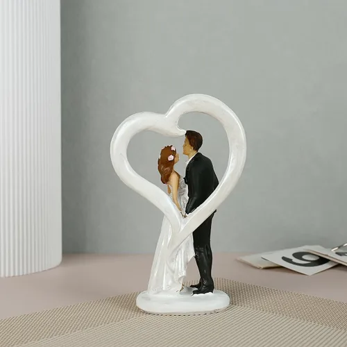 Vista 3 de Decoración de pastel de boda, figura de novia y novio, elegante decoración de pastel de resina para bodas, compromisos, aniversarios