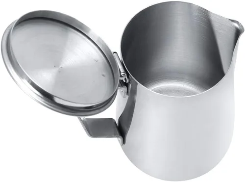Vista 4 de Jarra de arte latte de 33.8 fl oz, jarra de espuma de leche de acero inoxidable, taza de café, jarra de espuma de leche para máquinas de espresso
