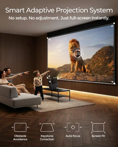 Vista 6 de TCL Proyector inteligente A1s compatible con 4K, 600 lúmenes ISO, compatible con Google TV y Netflix, WiFi y Bluetooth, enfoque automático Keystone