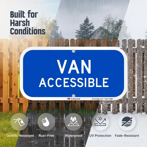 Vista 4 de SmartSign Letrero "Van Accessible" Aluminio reflectante de grado de ingeniero 3M de 6 x 12 pulgadas