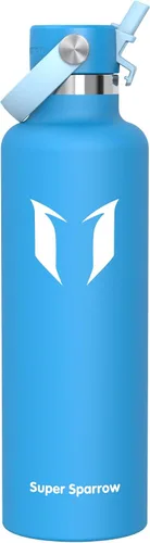 Vista 24 de Super Sparrow Botella de Agua Aislada - 17 Oz / 25 Oz / 34 Oz - Frasco FlipFlow de Boca Estándar - Libre de BPA, Botella a Prueba de Fugas