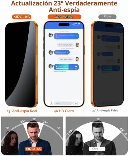 Vista 3 de MRGLAS - Protector de pantalla de privacidad para iPhone 17 Pro Max de 6.9
