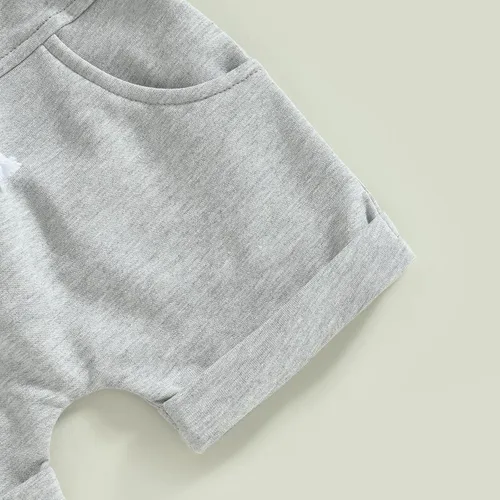 Vista 6 de Ropa de verano para bebé, niño, camiseta de manga corta, con cordón, conjunto de 2 piezas, trajes casuales para bebés