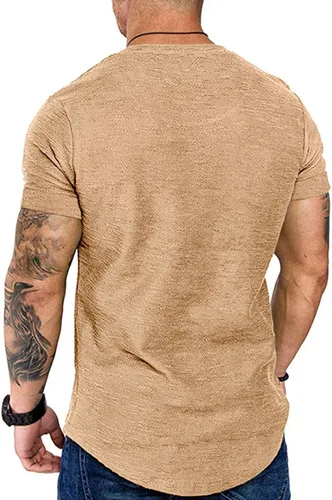 Vista 4 de Camiseta deportiva de algodón para hombre, gimnasio y entrenamiento.