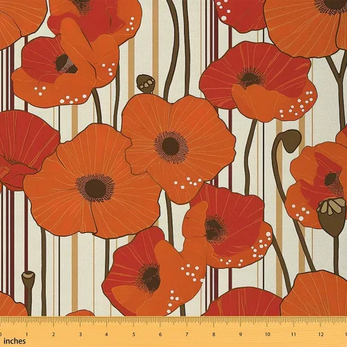 Vista 38 de Feelyou Tela de Flores Groovy por Yarda 1 Yarda Niños Retro Floral Boho Tela de Tapicería para Sillas para Niños Niñas Adolescentes Años 70 Hippie