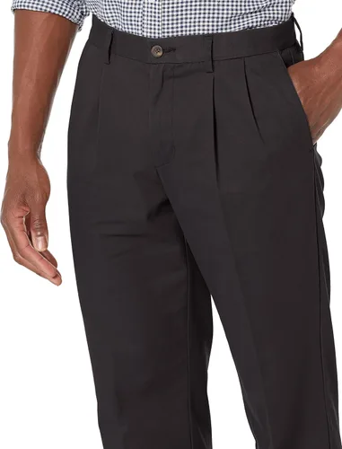 Vista 3 de Tienda Essentials Pantalón chino plisado para hombre con corte clásico, sin arrugas, sin pinzas, disponible en tallas grandes y altas