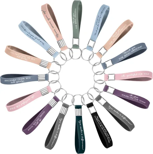 Vista 7 de Roowest 50 piezas de regalo inspirador para mujeres, llavero de silicona, regalo de agradecimiento a los empleados, maestros a granel compañeros