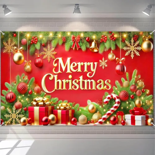 Vista 17 de BlissYard Telón de fondo de tren de Papá Noel, 71 x 43 pulgadas, pancarta de escena de Navidad de pan de jengibre, fondo de fotos para fiestas