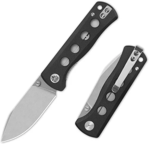 Vista 18 de QSP Canary Folder - Cuchillo plegable de bolsillo, hoja de 7.21 cm Sandvik 14C28N con acabado negro lavado a la piedra, mango G10 negro, bloqueo