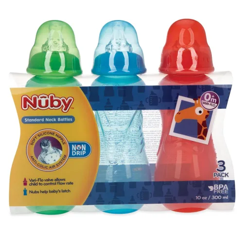Vista 6 de Nuby - Botellas estándar antigoteo para cuello, 10 onzas Niñas