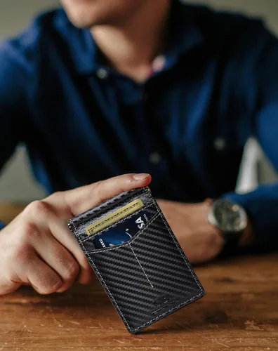 Vista 8 de SERMAN BRANDS RFID Blocking Wallet Slim Bifold - Genuine Leather Minimalist Front Pocket Wallets for Men with Money Clip Gift