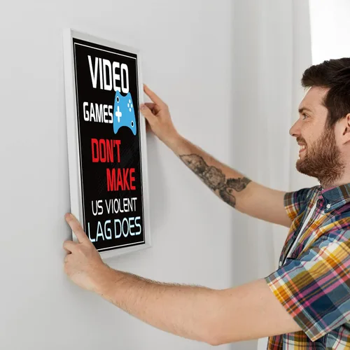 Vista 6 de Sumind Cartel de 10 carteles de videojuegos, impresión artística de juego de niño en fiesta de cumpleaños, decoración de pared de palabras Azul