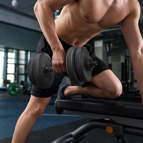 Vista 6 de Fitvids Mancuerna de hierro fundido con mango contorneado, juego de pesas ajustables, par de 40 libras, par de 105 libras, par de 200 libras