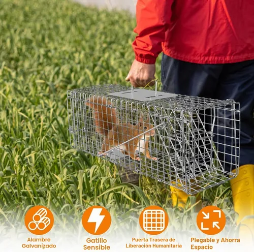 Vista 9 de TeqHome Trampa grande para jaula de animales vivos, trampa de jaula
