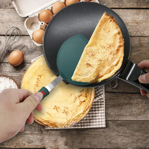 Vista 4 de Juego de 2 espátulas de silicona para utensilios de cocina antiadherentes, espátulas redondas de ángulo ranurado para panqueques de 600 °F