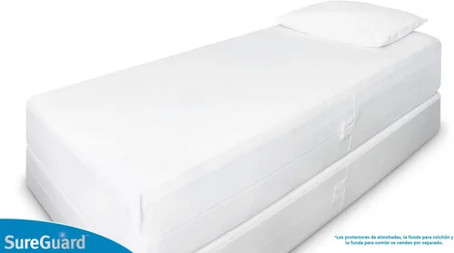 Vista 6 de Funda SureGuard Mattress Encasement de seis lados con cremallera, 100 % impermeable, hipoalergénica, Profunidad de 22.86 - 30.48 cm, Blanco, gemelo