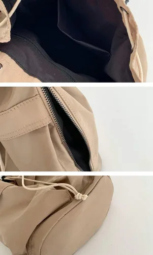 Vista 6 de Bolso bandolera de nailon con cordón para mujer, bolso de hombro estilo hobo casual