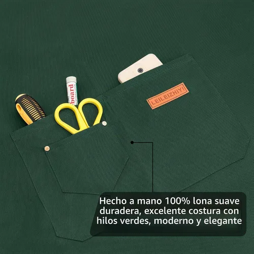 Vista 5 de 3Pack Chef Apron, Waterproof Apron, Adjustable Apron with 2 Pockets for Men Women, Apron for Cooking Baking Restaurant Verde