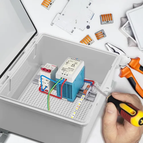Vista 5 de Caja Eléctrica Impermeable para Exteriores Caja de Conexiones Resistente a la Intemperie IP67 Carcasa de Plástico ABS Caja de Proyecto para Gris