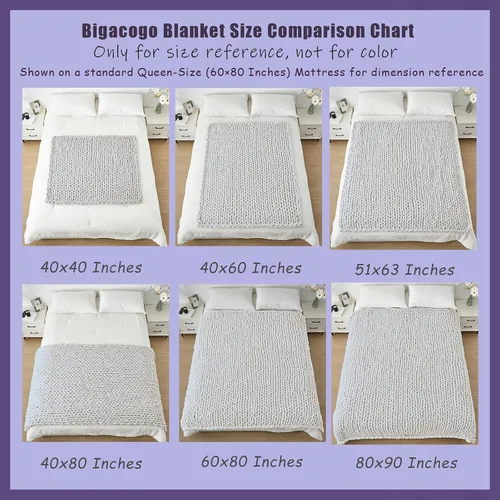 Vista 5 de Bigacogo - Cobija de punto grueso de 40 x 40 pulgadas, de felpilla, 100% tejida a mano, cobija pequeña de punto trenzado suave y grueso, con nudo